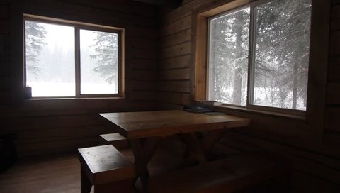 Wood Winter Snow Trees Cabin Stock Footage Video 100