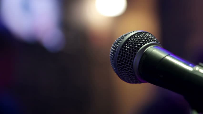 Female Public Speaker Talking Into The Microphone Stock Footage Video ...