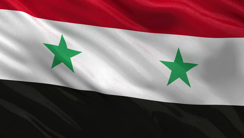 Waving Flag Of Syria With Two Green Stars Representing Syria And Egypt ...