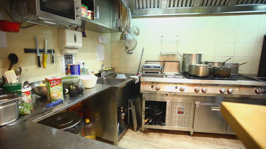 Restaurant Kitchen Video electric cookers, hoods and sinks in the restaurant kitchen stock Restaurant Kitchen Video electric cookers, hoods and sinks in the restaurant kitchen stock