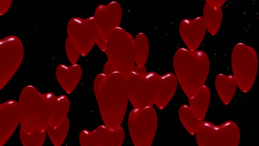 Valentine Love Hearts Black Background Stock Footage Video (100%