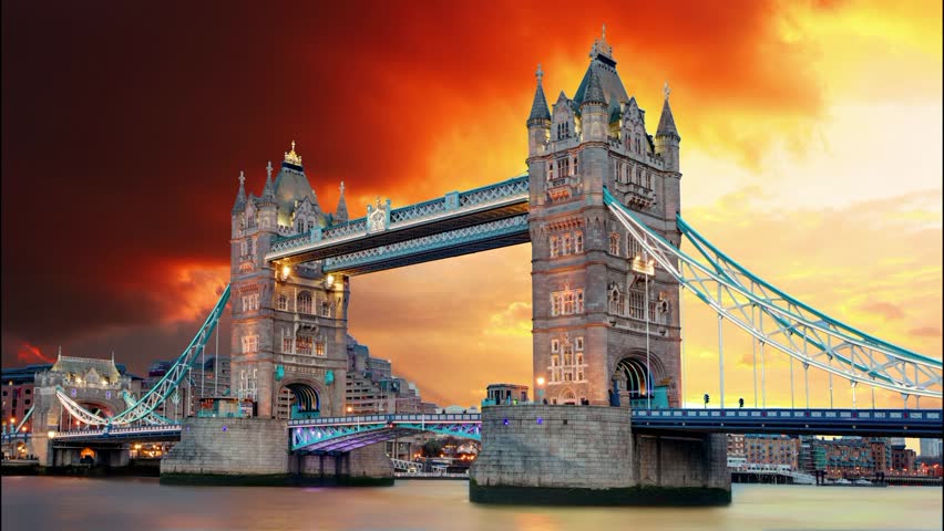 Tower Bridge - London, Time Stock Footage Video (100% Royalty-free ...