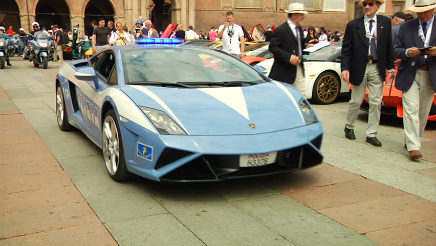 BOLOGNA, ITALY MAY 11: Detail Of Lamborghini Italian Police Car During ...