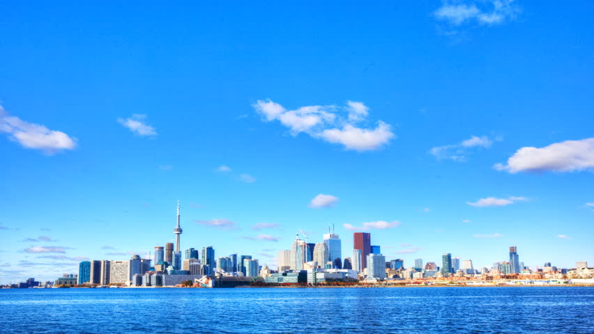 Toronto Skyline Sunset Time Lapse Day To Night 4K 1080P Logos Removed