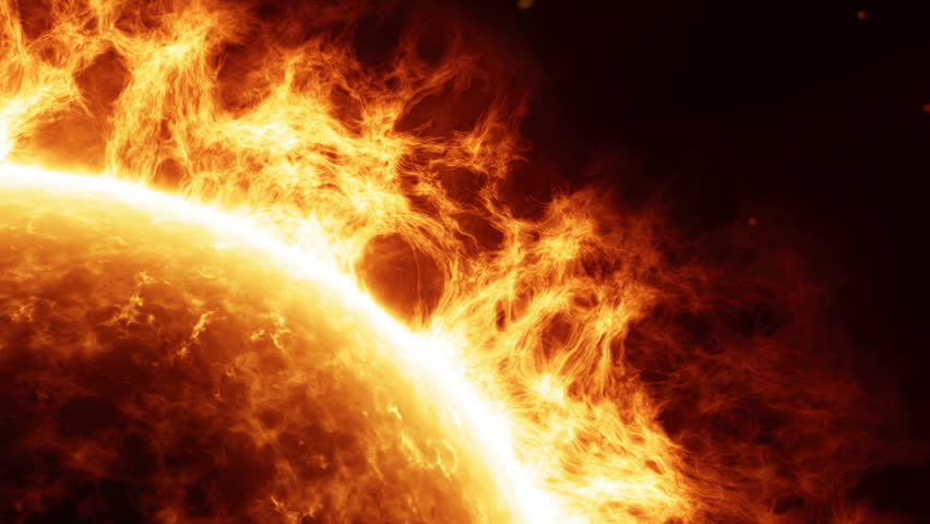 Animated Sun / Fireball Engulfed In Flames, Slow Zoom Close Up Stock ...