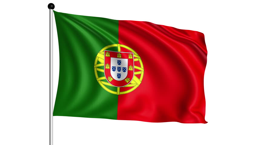 Portuguese Flag Realistic Animation Isolated On White Seamless Loop