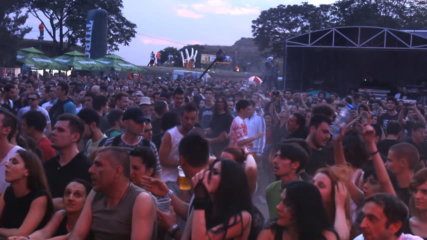 Novi Sad,Serbia - June 11 2014: Festival Concert Crowd Fans On Music