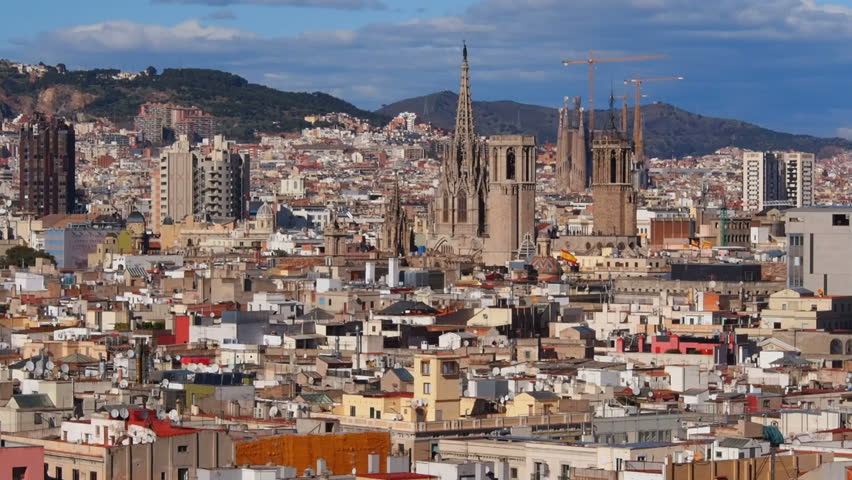 Barcelona Cityscape - View from Stock Footage Video (100% Royalty-free