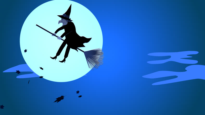 01613 A Creepy Halloween Night With Witches Flying On 