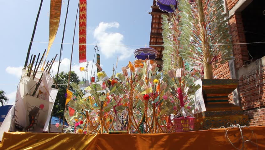 Chiangmai Thailand October 26 2014 Stock Footage Video 100 - chiangmai thailand october 26 2014 an unidentified money tree of kathina ceremony in paduaek temple saraphi district chiangmai thailand