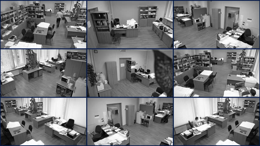 Office Surveillance Cameras View, Nine Vidéos de stock (100 % libres de