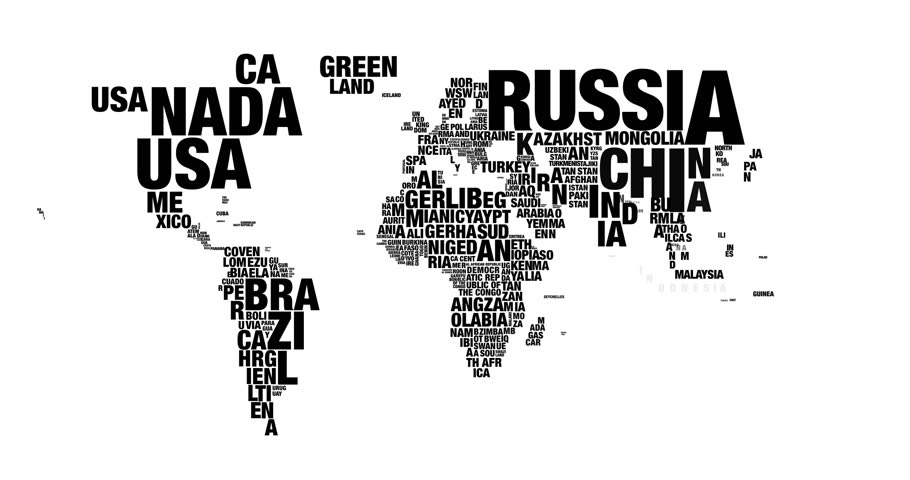 Colorful Word Cloud Of World Map In 4k Resolution Stock Footage Video ...