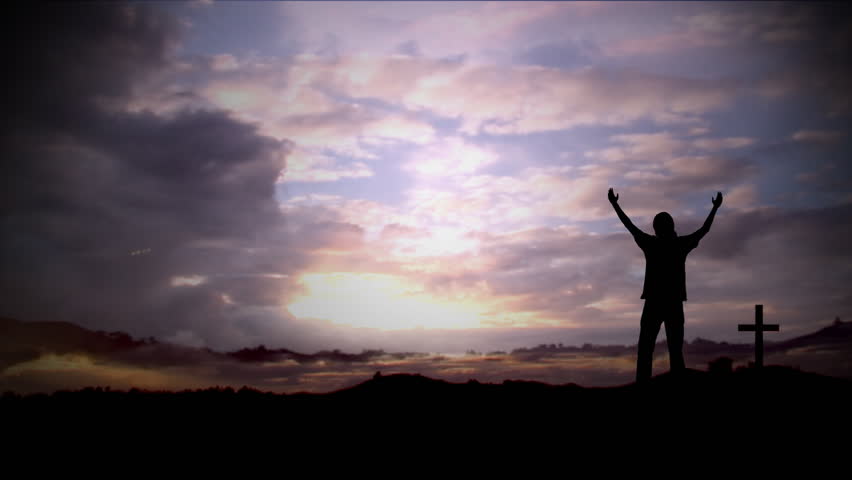 Silhouette Of Man On The Sunset. Freedom Concept. Stock Footage Video ...