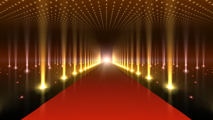 Opening And Closing Red Curtain With Spotlights Stock