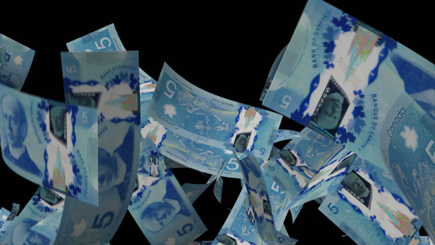 Falling Canadian Dollar Video Effect Stock Footage 100 Falling Canadian Dollar Video Effect Simulates 5 Banknotes With Alpha Channel In 4k Resolution