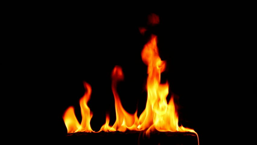 Fire Flame Isolated On Black Stock Footage Video (100% Royalty-free
