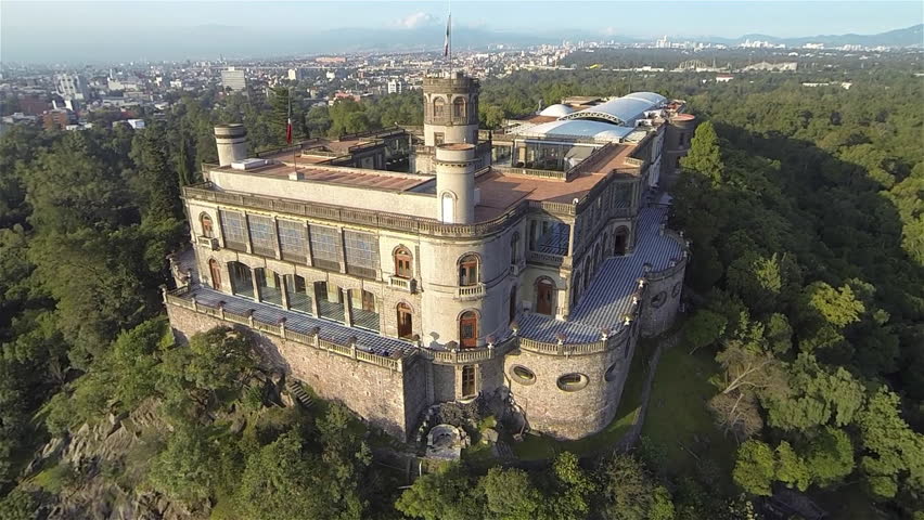 Aerial Top View Of The Chapultepec Castle At The Top Of The Hill With ...