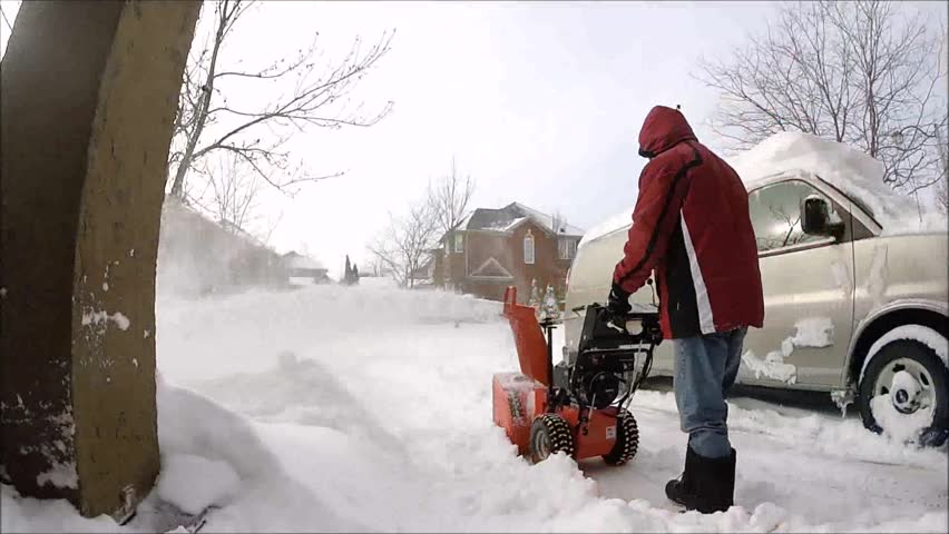 Snow Blower Cleaning Driveway Stock Footage Video (100% Royalty-free ...