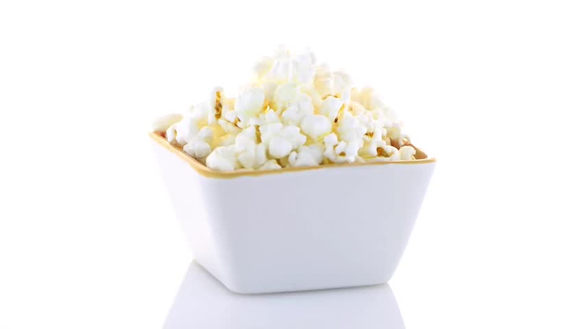 Popcorn In A Red Bowl On A White Background Stock Footage Video 9716843 | Shutterstock