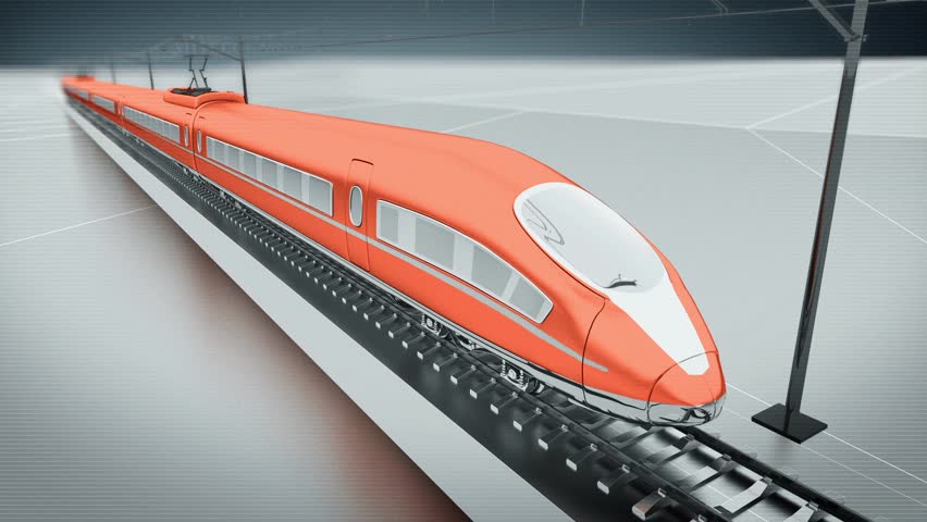  Orange  High  Speed  Passenger Train  Stock Footage Video 